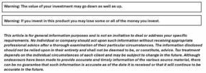 Warning Investment & Disclaimer - Corporate Investment Account