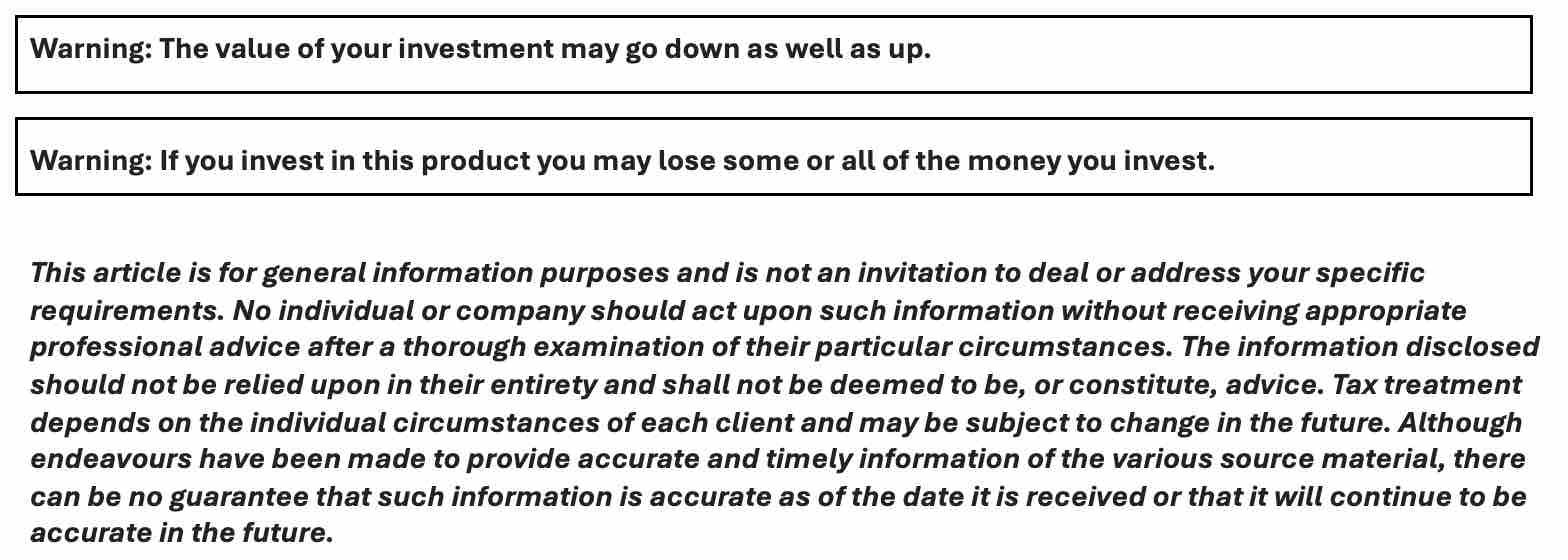 Warning Investment & Disclaimer - Corporate Investment Account